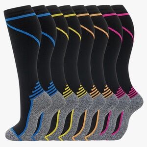 Black + Neon Accent Compression Socks, 20-30mmHg compression (1 pair)